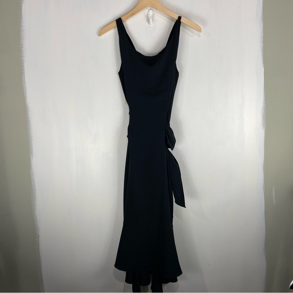 Coldwater Creek Belted Tie Waist Cowl Neck Sleeveless Midi Dress Black 10 (NWT) - Picture 6 of 7